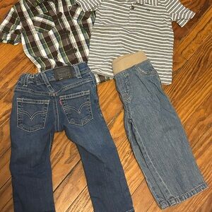 Levi's Blue Jeans with Striped and Plaid Shirts
